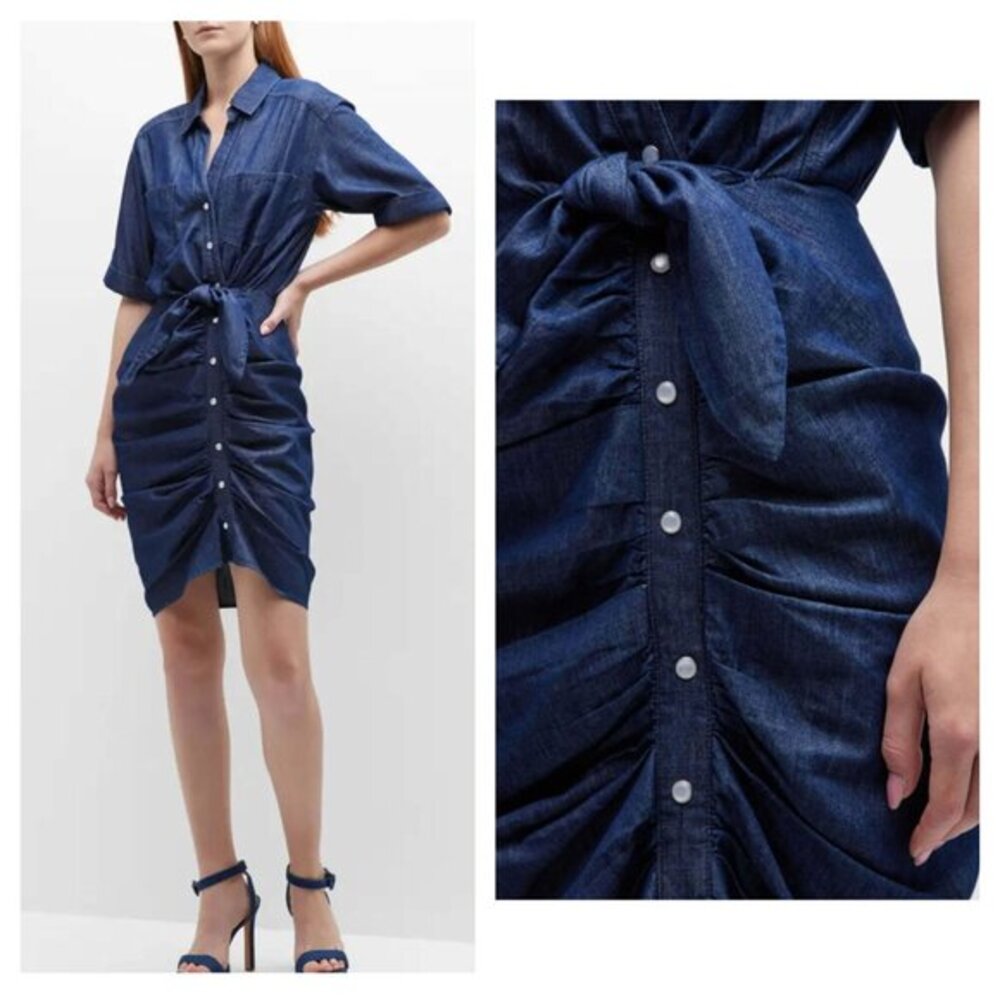 Veronica Beard Washed Oxford Hensley Denim Shirtdress 12 Blue
